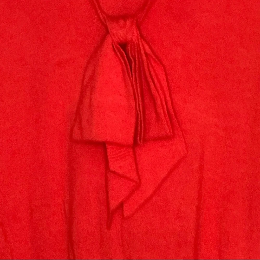 Women’s J Crew Size XXS Orange Merino Wool Lightweight Bow Front V-Neck Sweater